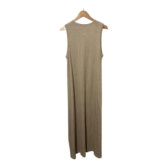 NKD-T By Naked Cashmere Linen Maxi Dress Size Large Minimalist Tan - Picture 3 of 5